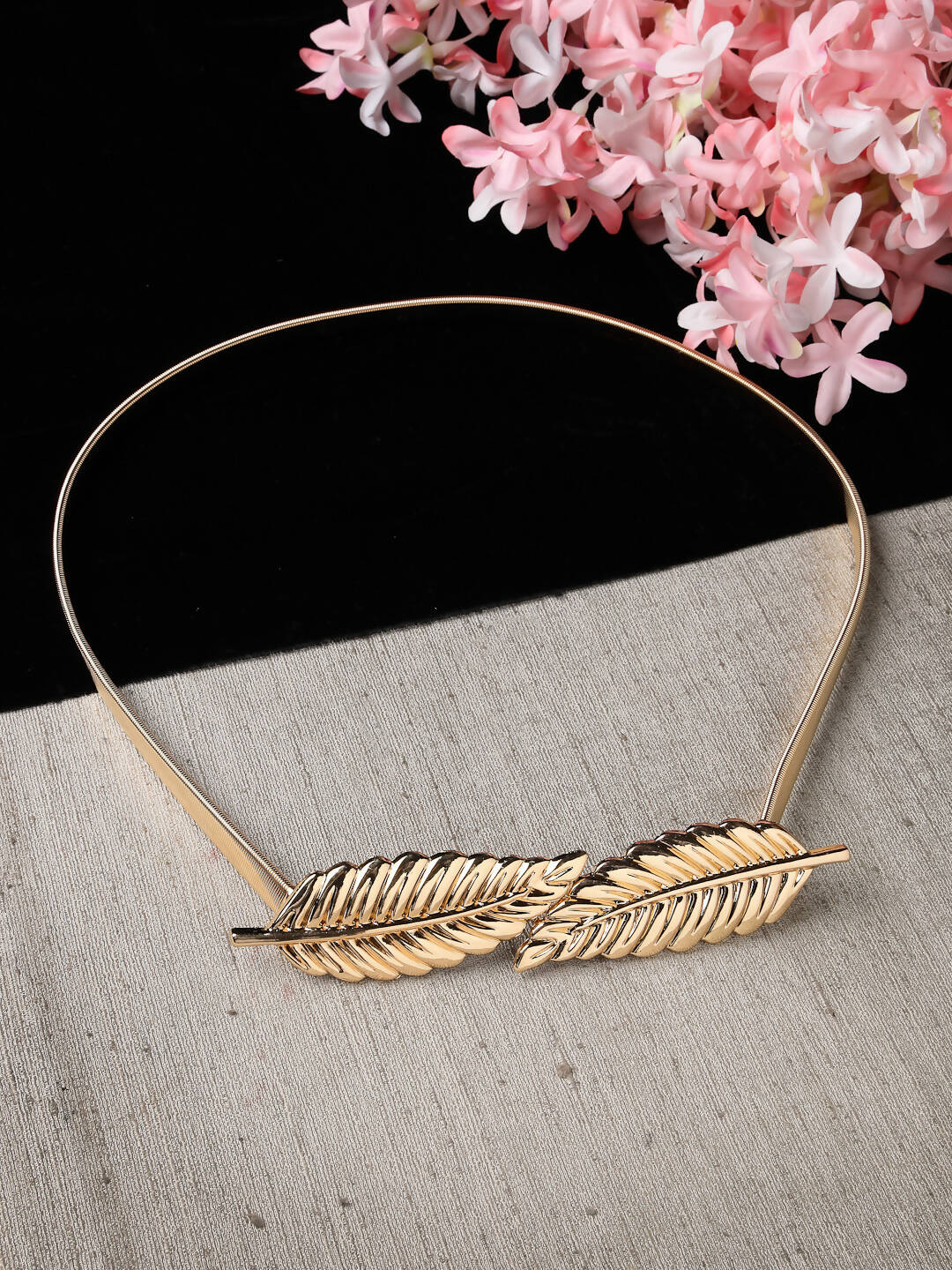 NVR Women Circular Gold-Polished Stretchable Metal Belt | Swadesiicart