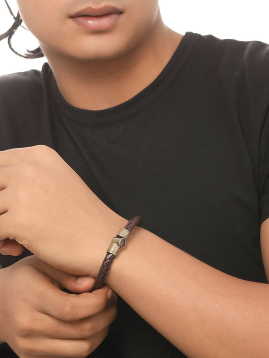 NVR Men's Brown Leather Bracelet - NR Retail-NVR