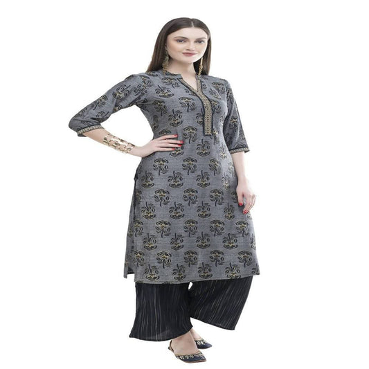 Lagi Women's Black Rayon Straight Printed Kurta & Palazzo (MRP102) | Swadesiicart