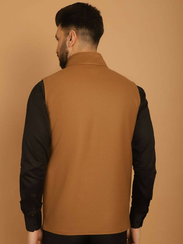 Even Apparels Pure Wool Nehru Jacket - Beige | Swadesiicart