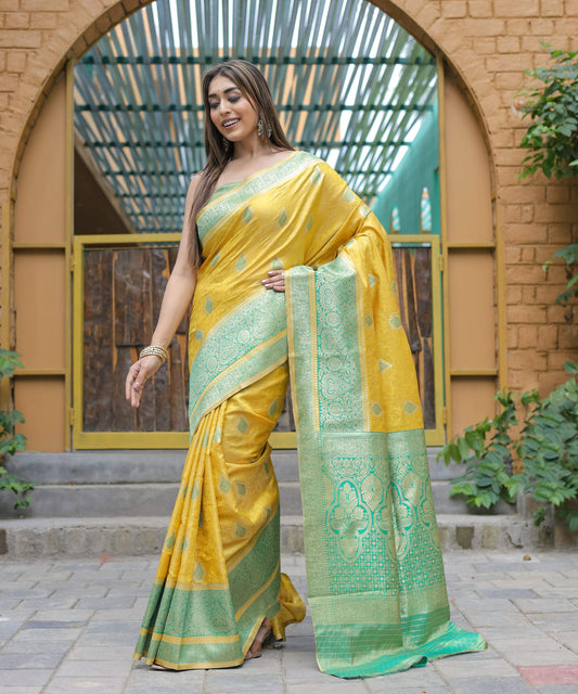 Vamsee Madhavi Yellow Soft Silk Saree - Swadesiicart