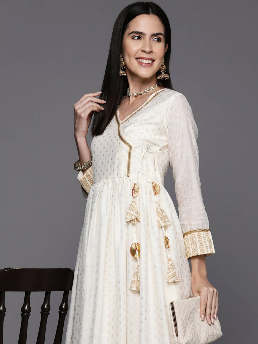 Ahalyaa Women's Traditional wear Ethnic Dress - Off White | Swadesiicart