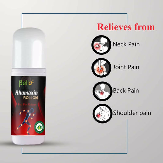 Bello Herbals Rhumaxin Rollon for Fast Herbal Pain Relief Liniment - Swadesiicart