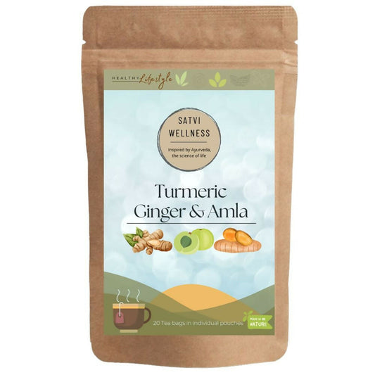 Satvi Wellness Turmeric Ginger Amla Tea| Turmeric Tea| Ginger Tea| Amla Tea | Herbal Tea