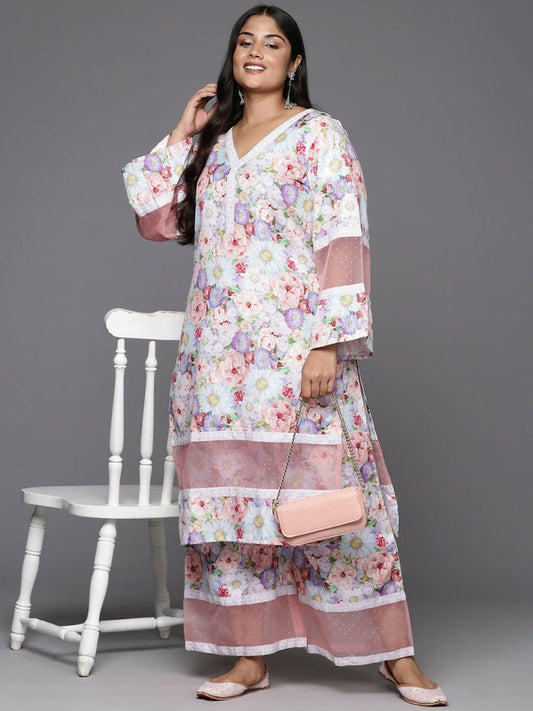Ahalyaa Women's Traditional wear Kurta Set - Lavender | Swadesiicart