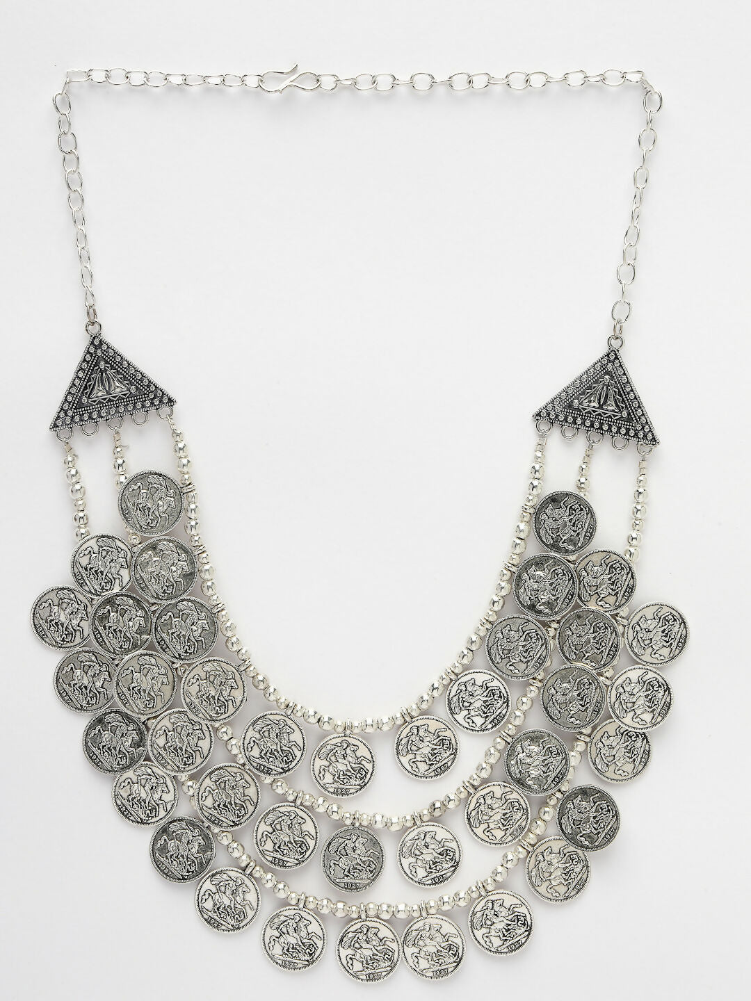 NVR Women's 3 Layered Artificial Beads German Silver Oxidised Necklace | Swadesiicart