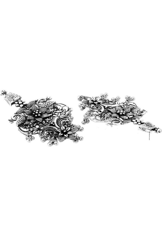 Mominos Fashion Joharkamal Silver-Plated Peacock Design Drop Earrings For Women - Swadesiicart