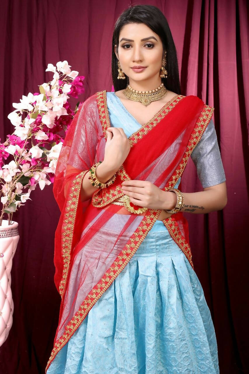 DEIANA'S Beautiful Pure Jari Silk Weaving Lehengha Choli - Sky Blue | Swadesiicart