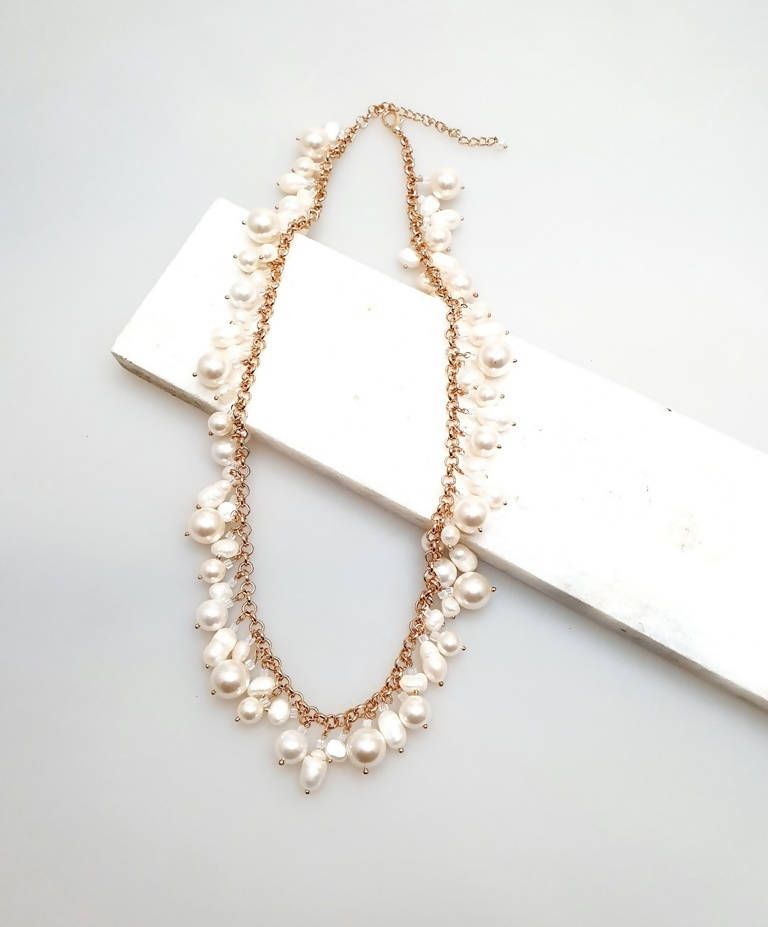 Bling Accessories Baroque & Swarovski Glass Pearls Long Charm Necklace | Swadesiicart
