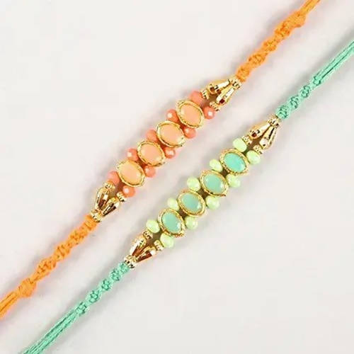 Set of 2 Fancy Pastel Rakhi and Kaju Katli Box