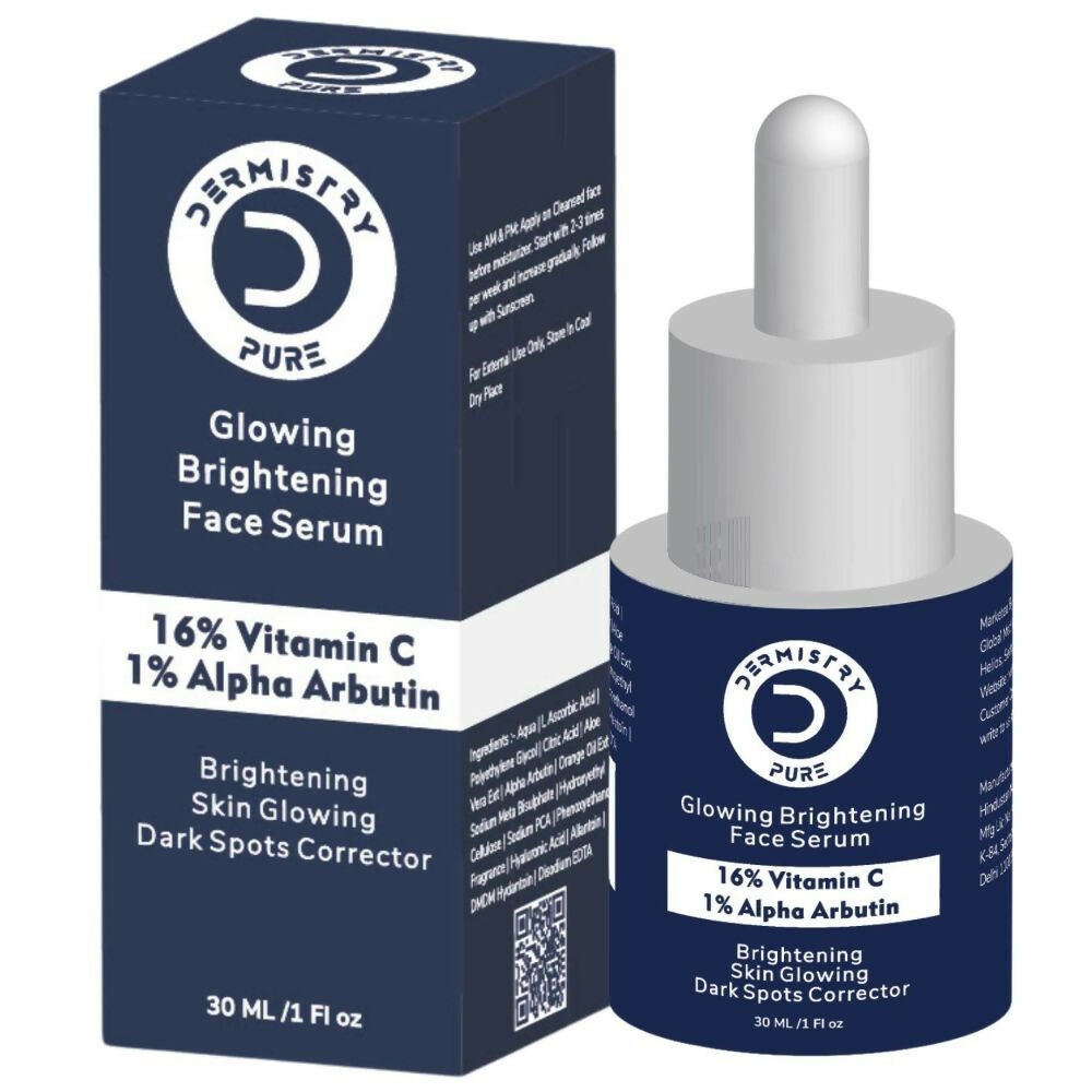 Dermistry Pure 16% Vitamin C 1% Alpha Arbutin Skin Light Bright Glowing Spot Corrector Face Serum - Swadesiicart