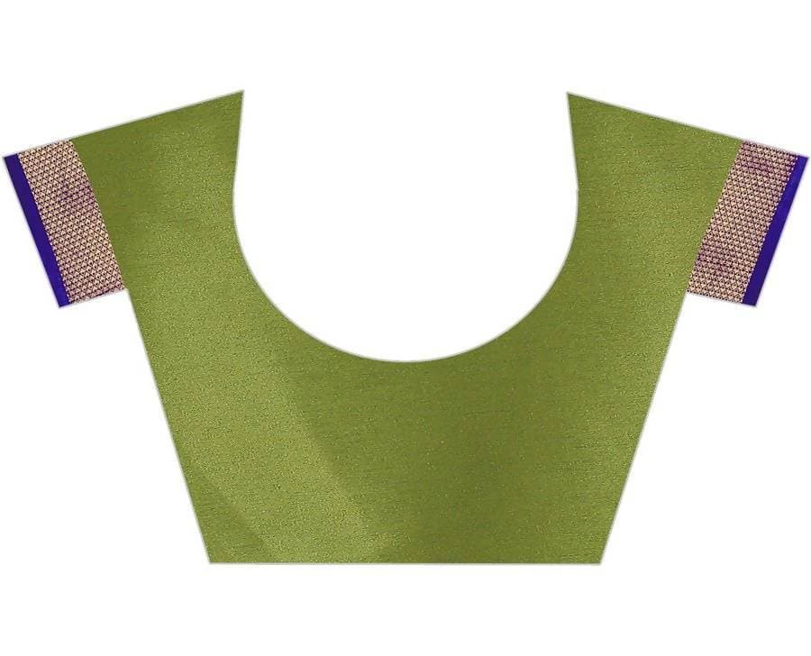 Vamika Banarasi Cotton Silk Weaving Green Saree (DOCTOR MOR GREEN) | Swadesiicart