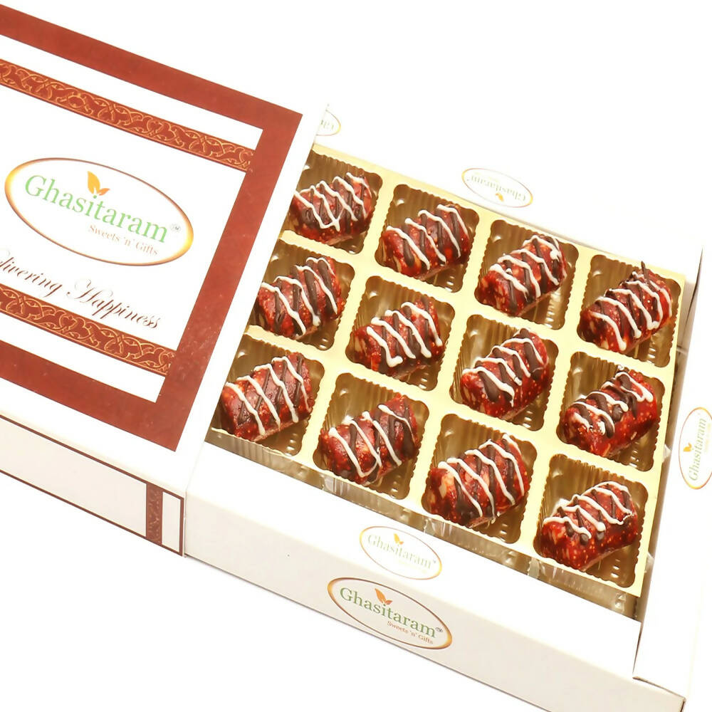 Ghasitaram Anjeer Khajoor Chocolate Rolls In White Box | Swadesiicart