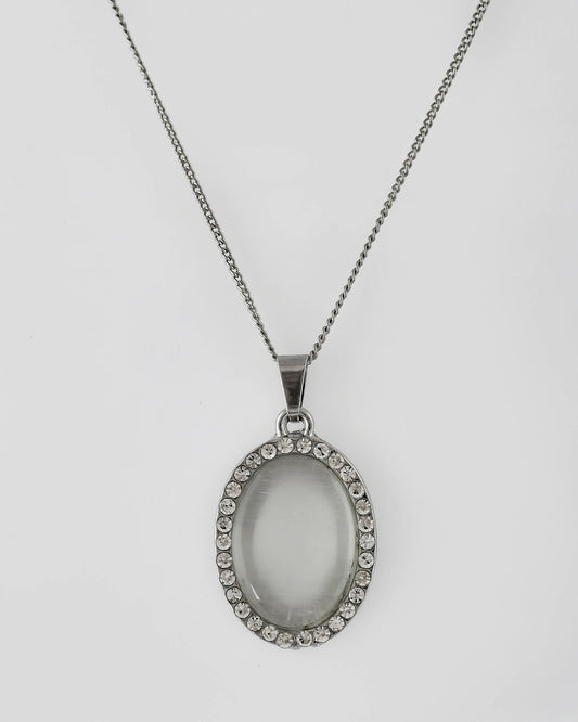 VOJ Women Beads Stainless Steel Sliver-Plated Chain with Oval-Shape Pendant - Swadesiicart