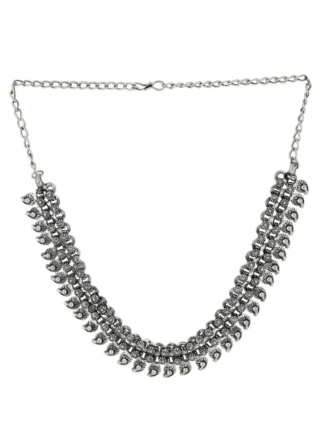NVR Women Silver-Plated Oxidised Necklace | Swadesiicart