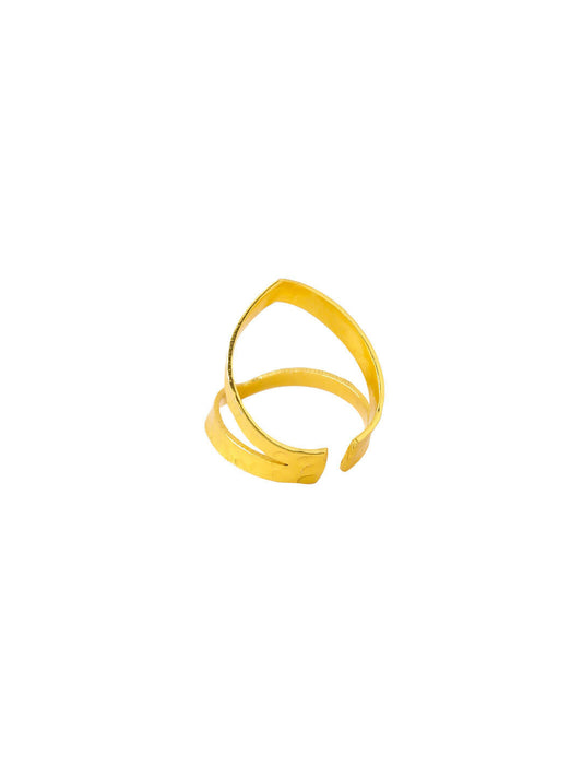 NVR Women Gold-Polished Adjustable Finger Ring | Swadesiicart