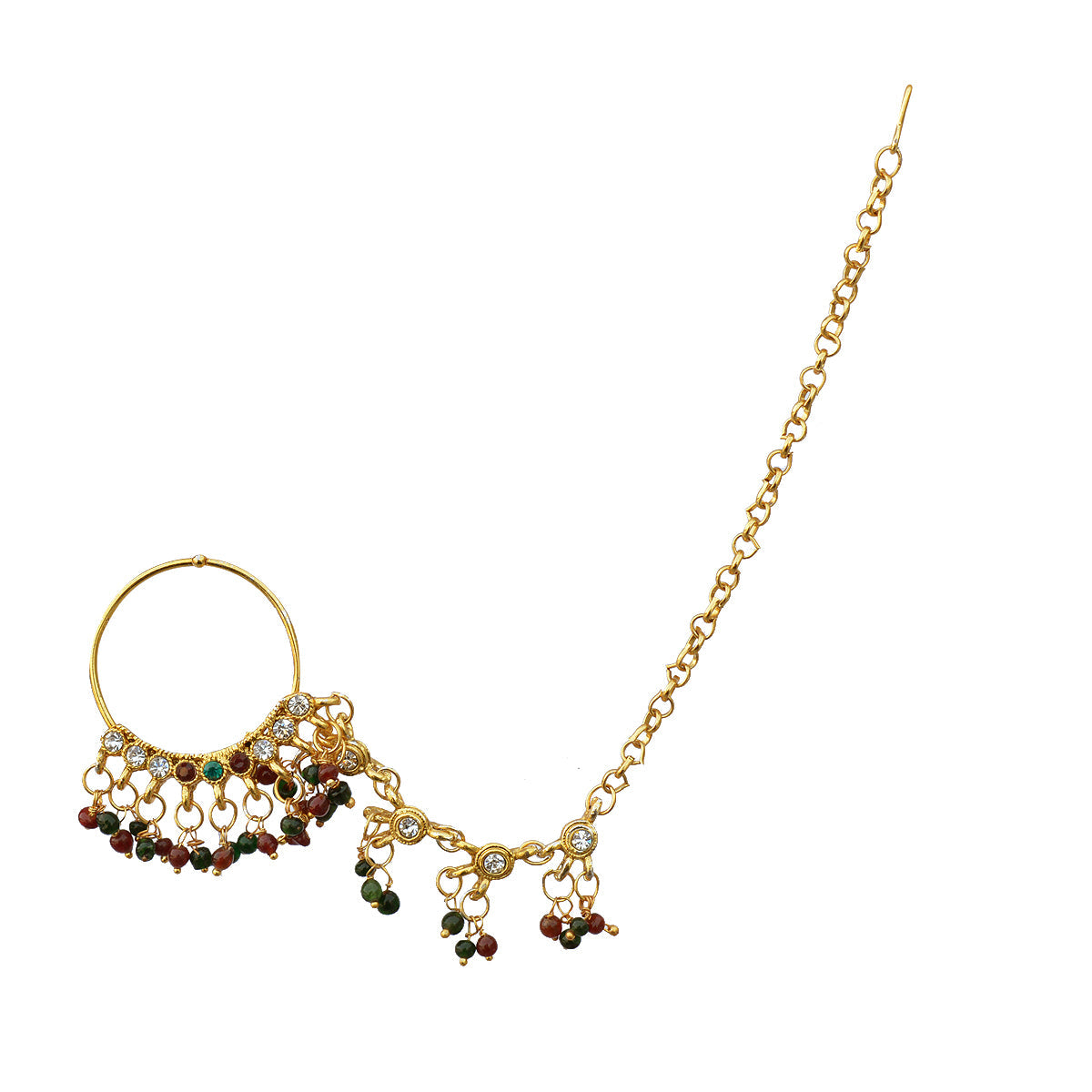 Gold-Polished Alloy Nath And Hathphool Combo - The Pari | Swadesiicart