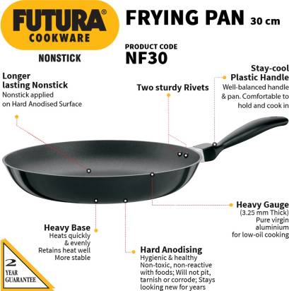 Hawkins Futura NF30 Non-stick Frying Pan 30 cm Diameter 2.5 L capacity - Swadesiicart