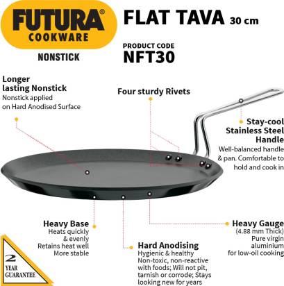 Hawkins Futura Non-stick Flat Tava 30 cm Diameter (NFT30) - Swadesiicart