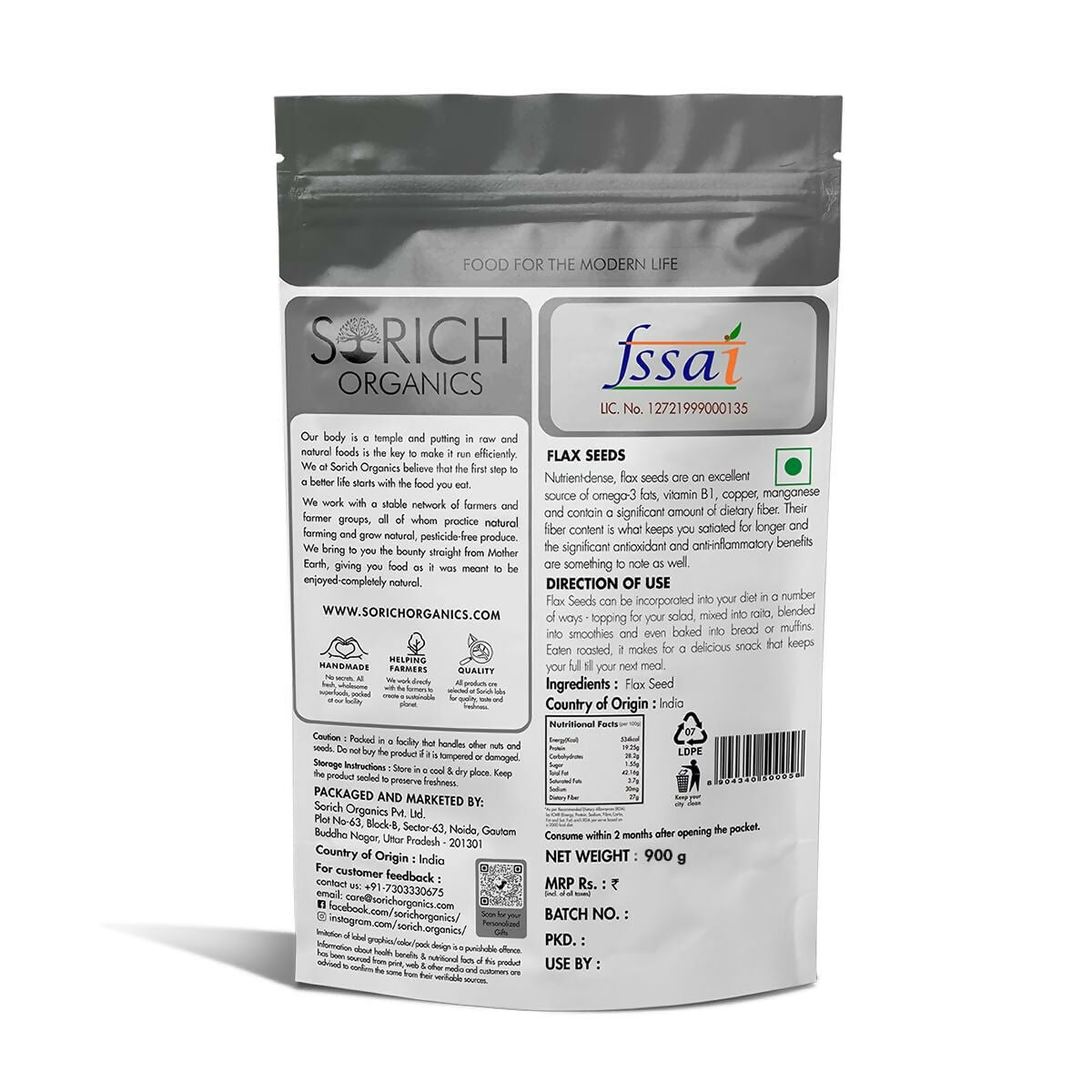 Sorich Organics Cold Milled Flax Seeds Powder | Swadesiicart