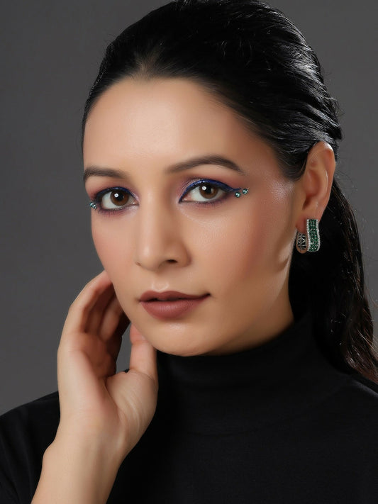 Green Hoops Earrings- Ruby Raang | Swadesiicart