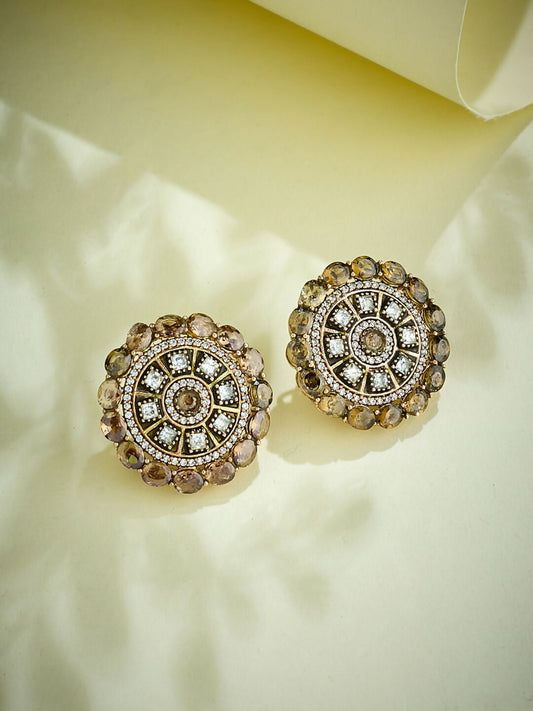 Nuyug 22k Gold Plated Round Stud Earrings | Swadesiicart