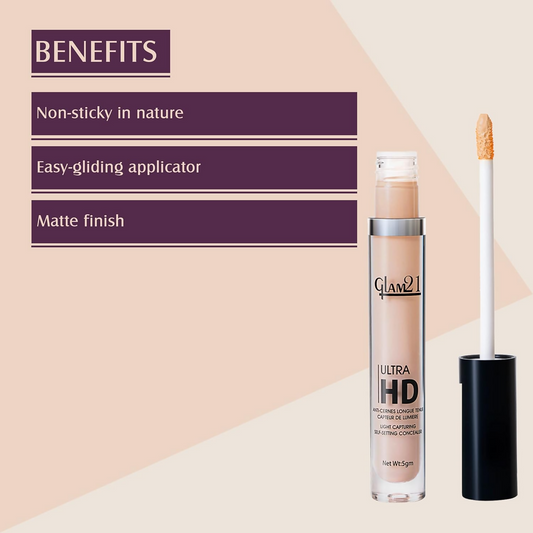 Glam21 Ultra HD Liquid Concealer for HD Finish - Medium Warm