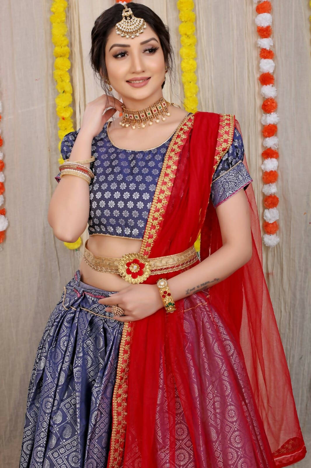 DEIANA'S Beautiful Pure Jari Silk Weaving Lehengha Choli - Blue | Swadesiicart