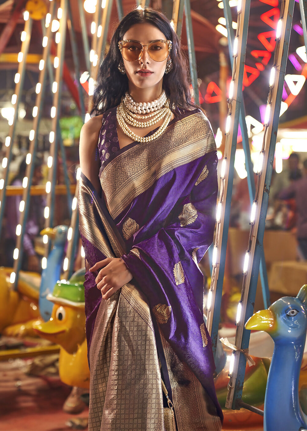 Beautiful Wine Handloom Weaving Silk Saree - Emponline | Swadesiicart