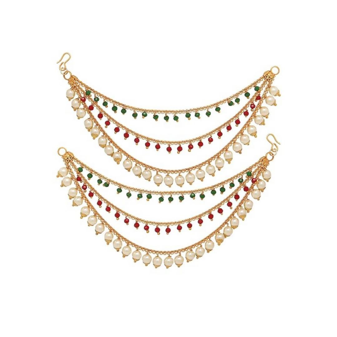 Elite Trading Women's Golden Gold-Polished Long Hair Chain Jewellery Earring
