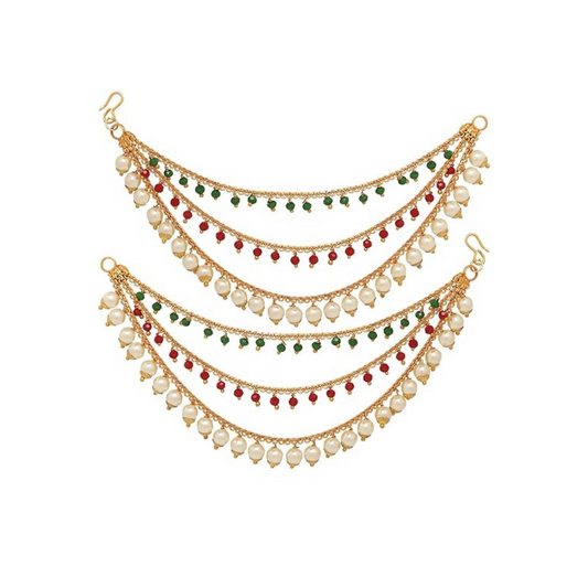 Elite Trading Women's Golden Gold-Polished Long Hair Chain Jewellery Earring