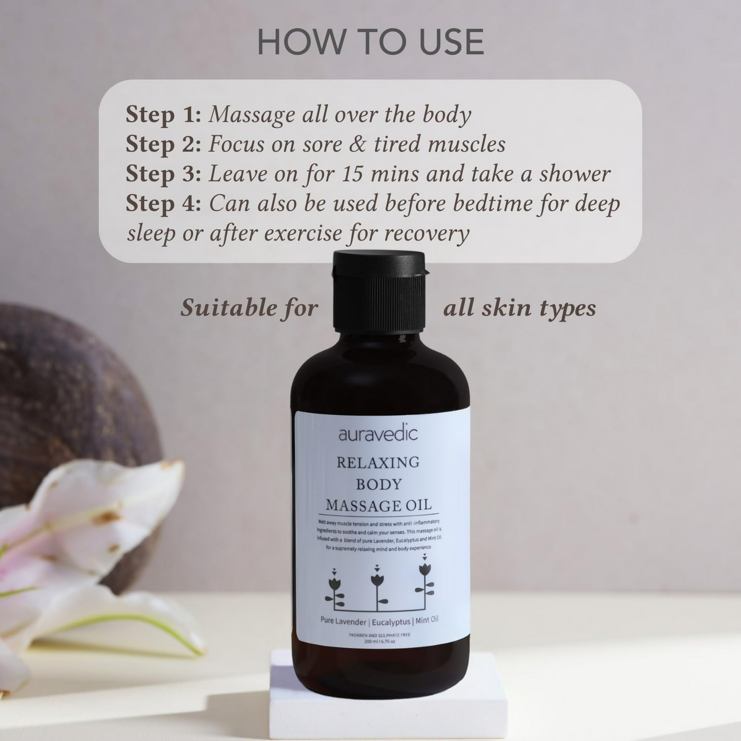 Auravedic Relaxing Body Massage Oil | Swadesiicart