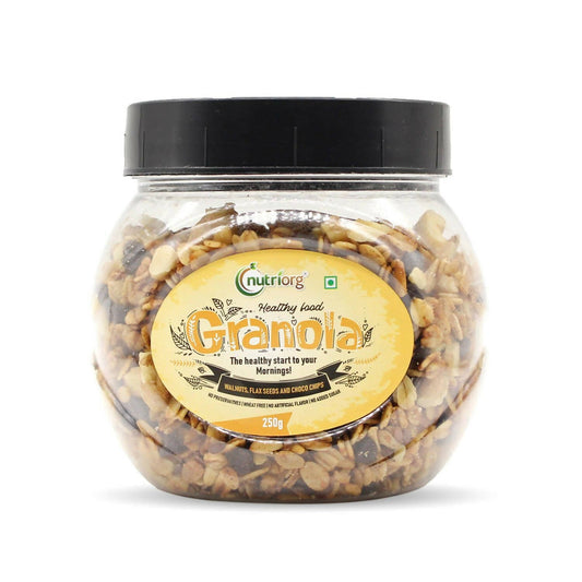 Nutriorg Crunchy Granola Walnut, Flaxseeds & Choco Chips Flavor - Altcheeni