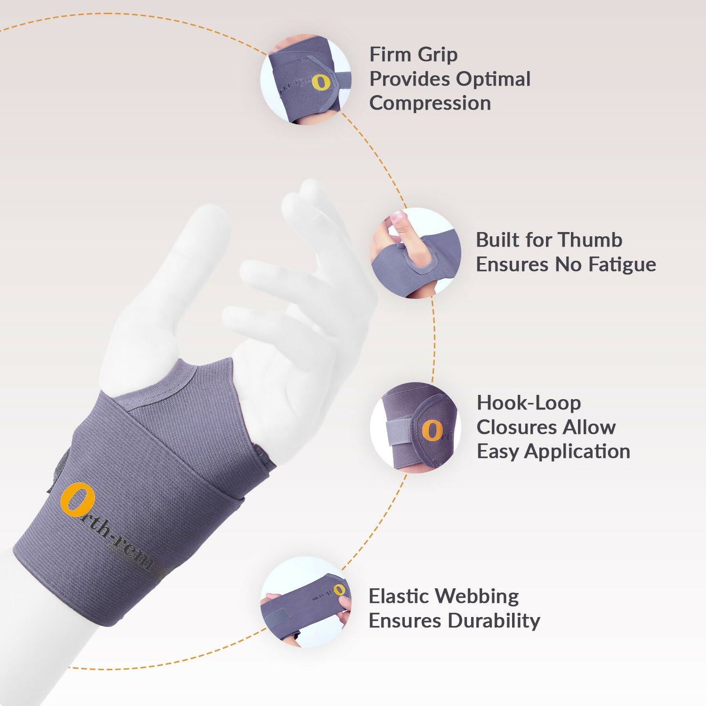 Orth-rem Wrist Support Brace with Thumb Loop Strap | Swadesiicart