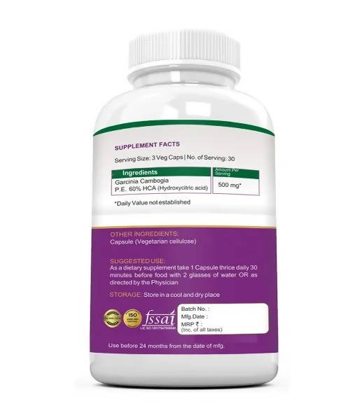 Ramini Bio Nutrition Garcinia 500mg Veg Capsules - Swadesiicart