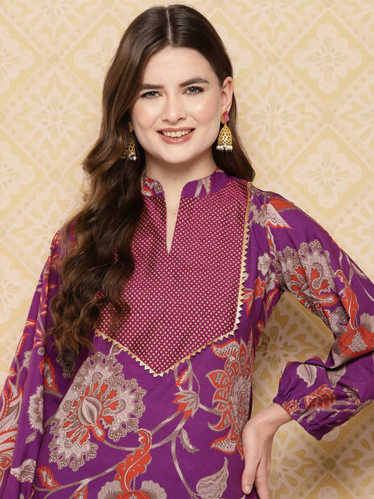 Ahalyaa Women's Traditional Wear Co-ods - Purple | Swadesiicart