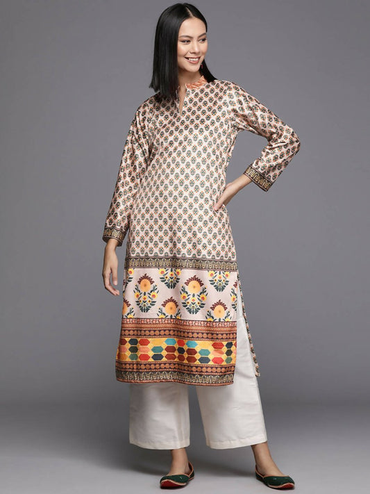 Ahalyaa Women's Traditional wear Kurta - Nude | Swadesiicart