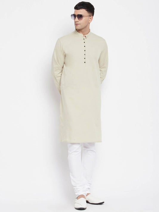 Even Apparels Pure Cotton Men's Kurta in Green Color With Band Collar | Swadesiicart