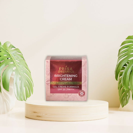 Prisa Organics Brightening Cream for Skin Lightening & Glow, Gel Cream Formula, SPF 25 PA+++ - Swadesiicart
