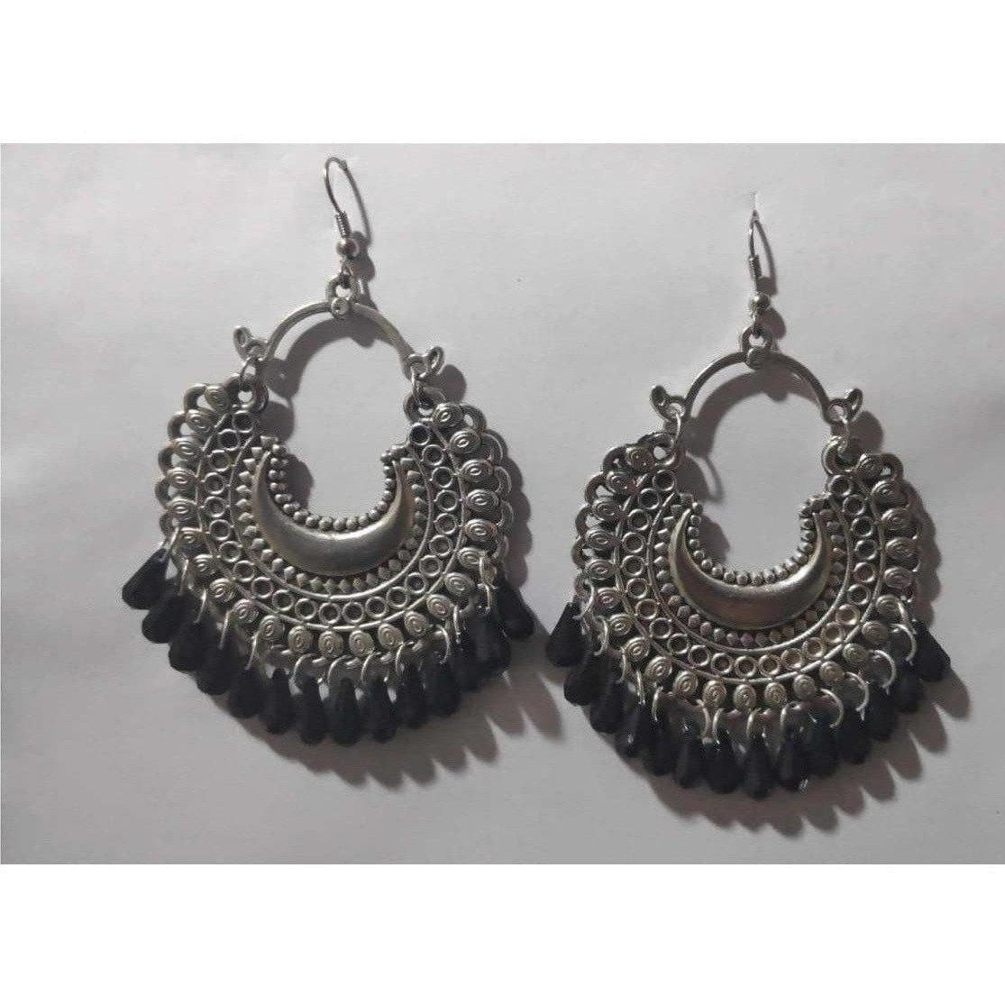 MS Fashion India Half Moon Shape Party wear Silver Color Earrings | Swadesiicart