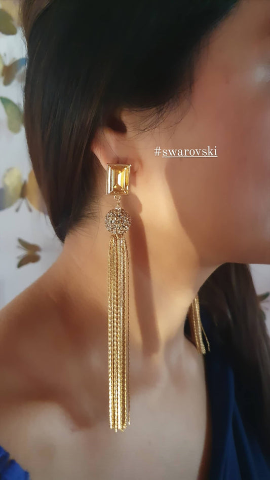 Bling Accessories Swarovski Golden Shadow Earrings | Swadesiicart