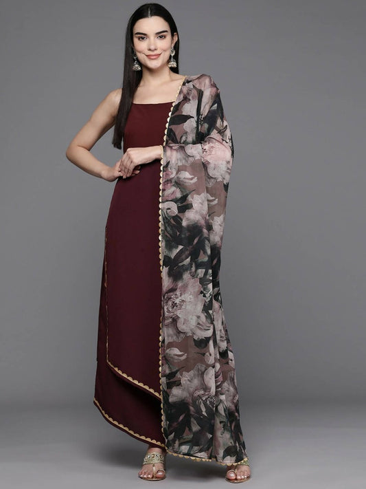 Ahalyaa Women Regular Kurta with Palazzos & With Dupatta - Brown Color | Swadesiicart