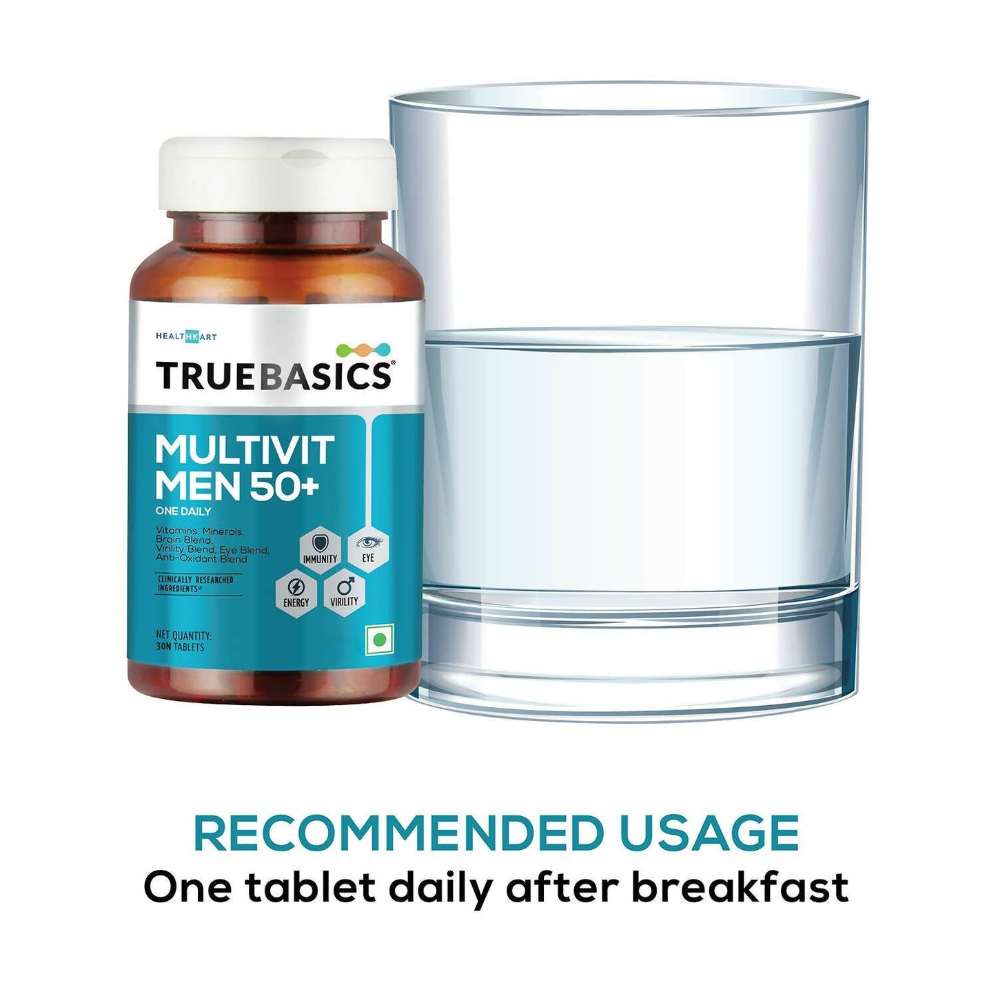 TrueBasics Multivit Men 50+ One Daily Tablets | Swadesiicart
