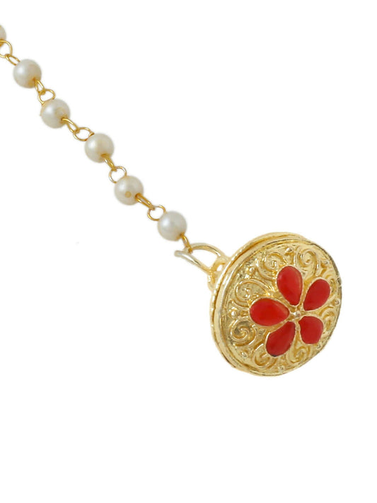 NVR Women's Trending Stylish Gold-Polished Maang Tikka | Swadesiicart