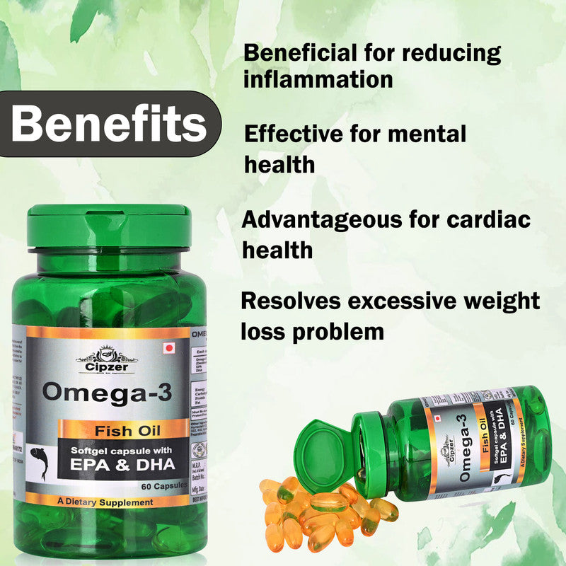 Cipzer Omega 3 Fish Oil Softgel Capsules - Swadesiicart