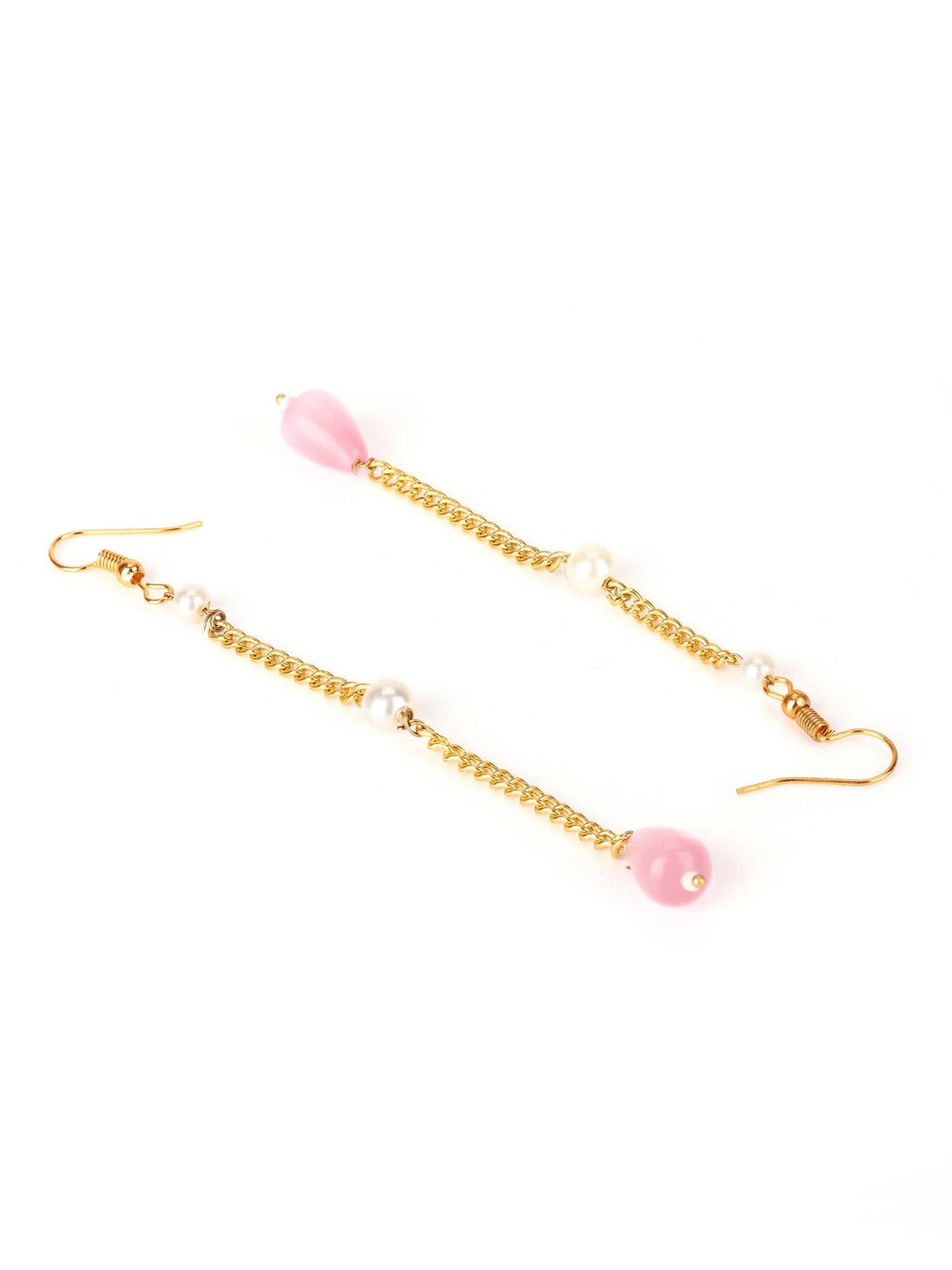 Gold-Polished Contemporary Drop Earrings - Ruby Raang - Swadesiicart
