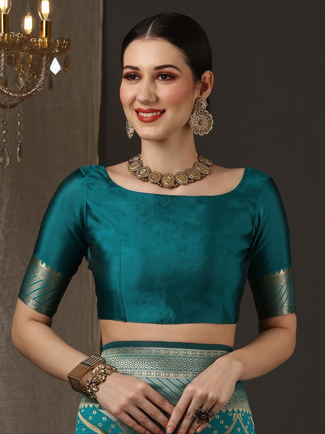 Saree Mall Woven Design Zari Silk Blend Banarasi Saree | Swadesiicart
