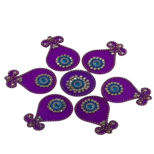 Kundan HandiKrafts Handcrafted Purple Colour Kundan Rangoli - Aahana - The Bliss Store
