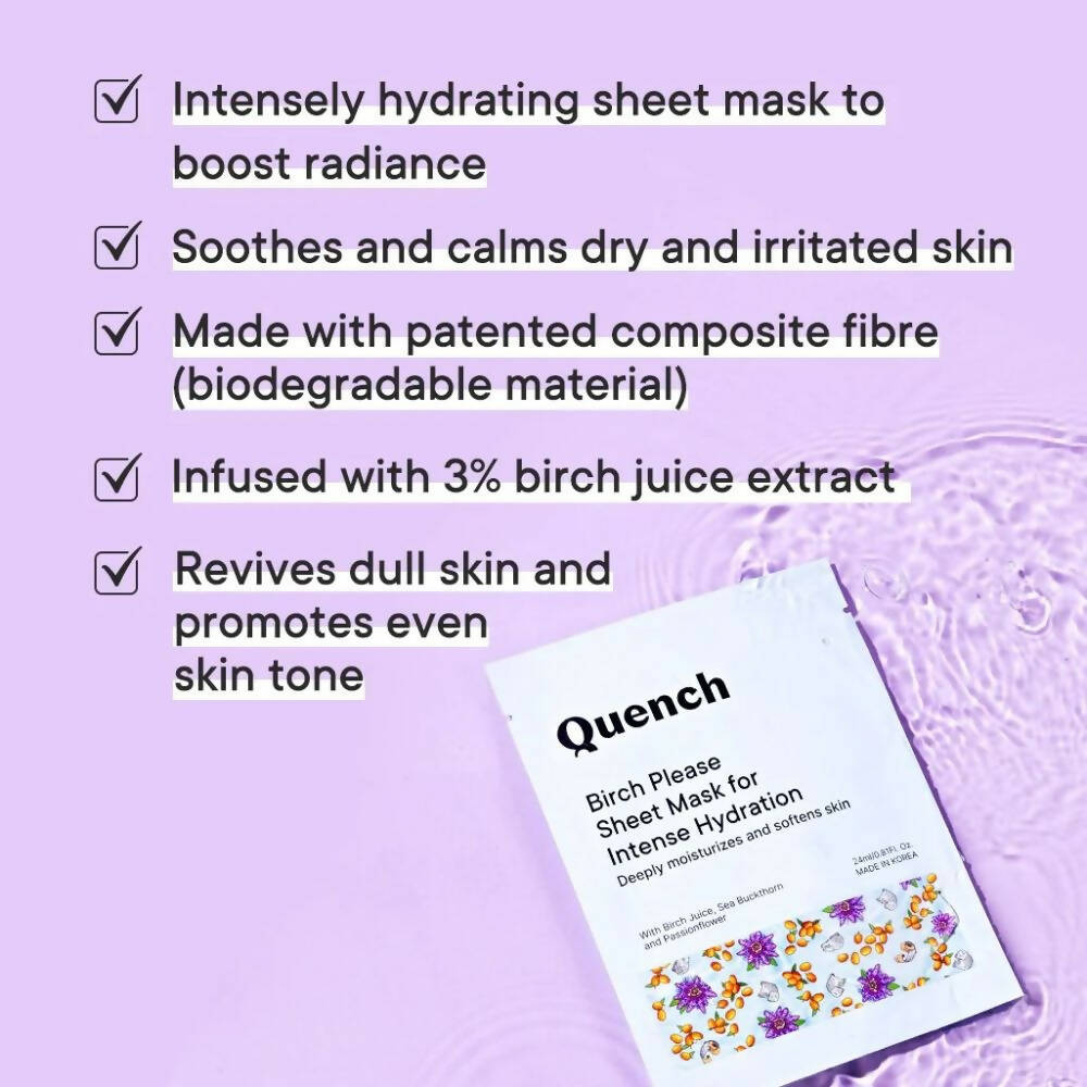 Quench Botanics Birch Please Sheet Mask for Intense Hydration - Korean Skincare | Swadesiicart