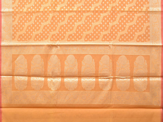 Orange Cut Work Cotton Silk Saree with All Over Diagonal Banaras Design - Global Threads | Swadesiicart